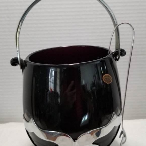 Vintage Farber Bros and Cambridge Glass Tally Ho Amethyst Ice Bucket - Picture 2 of 8